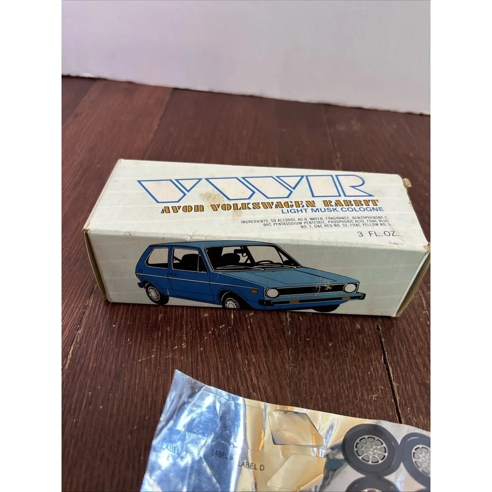 Vintage Avon Volkswagen Rabbit‎ Light Musk Cologne Unused Full With Decals & Box